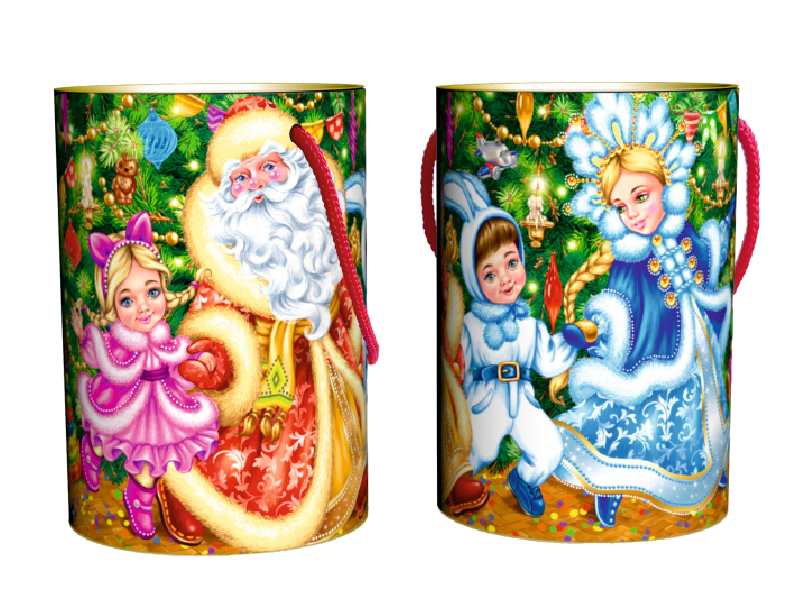 Подарочная упаковка - тубус  "Под елкой (Н165)" 