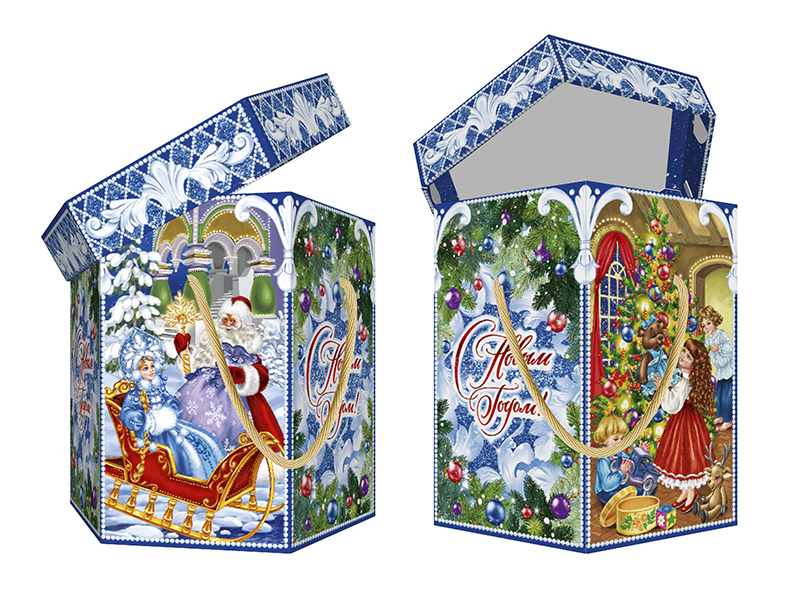 Новогодний подарок - "Шестигранник праздничный" (картон)