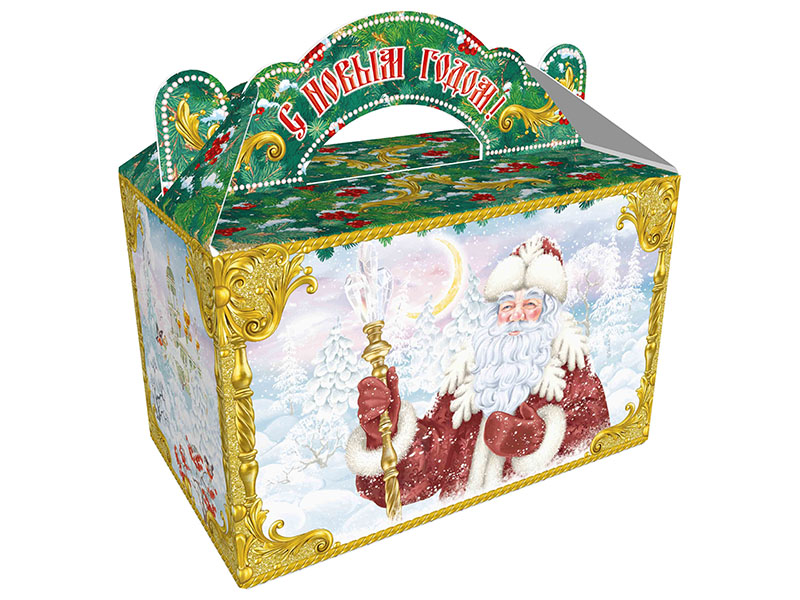 Подарочная упаковка - из картона "Чемоданчик малый Новогодний кремль УФ+ГЛ" ХР-183