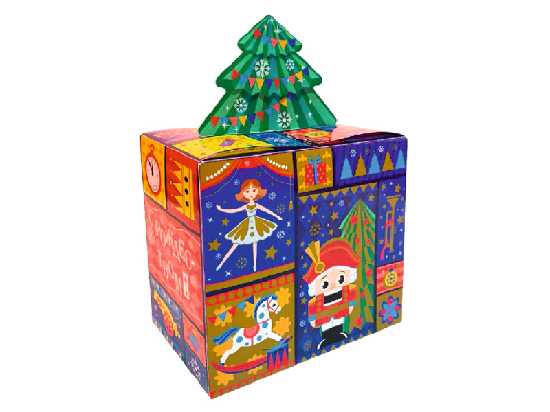 Подарочная упаковка - из картона "Подарок с Елкой (Щелкунчик)" 