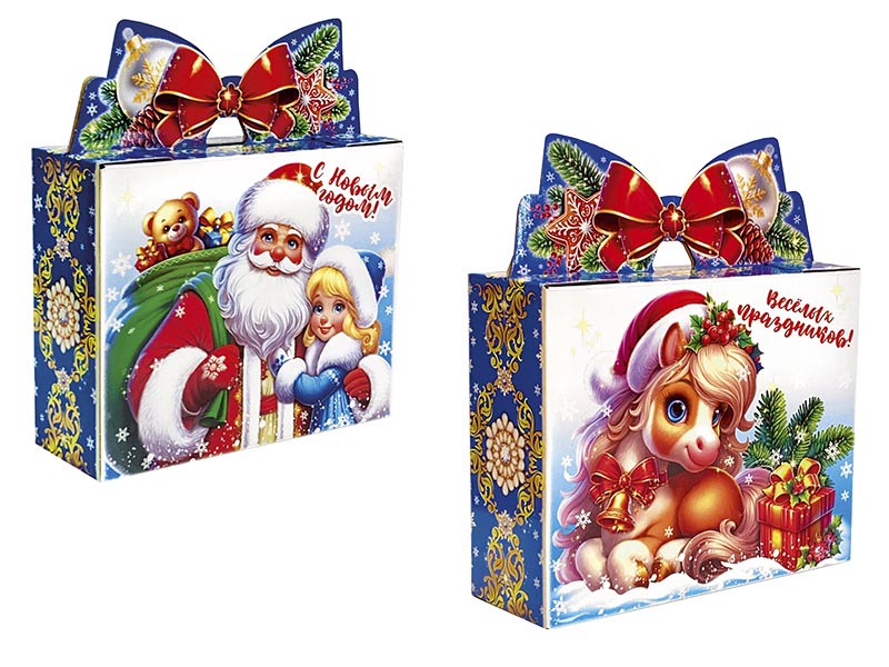 Новогодний подарок - "Сюрприз с бантом" (картон)