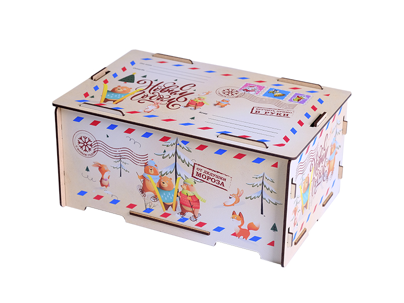 Подарочная упаковка - из фанеры "Посылка Медведи" 