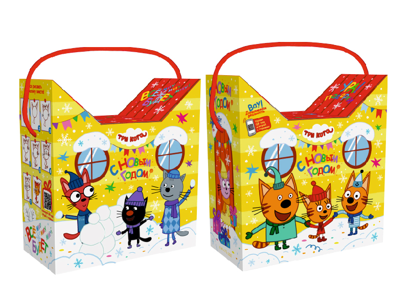 Подарочная упаковка - из картона "Три кота" 