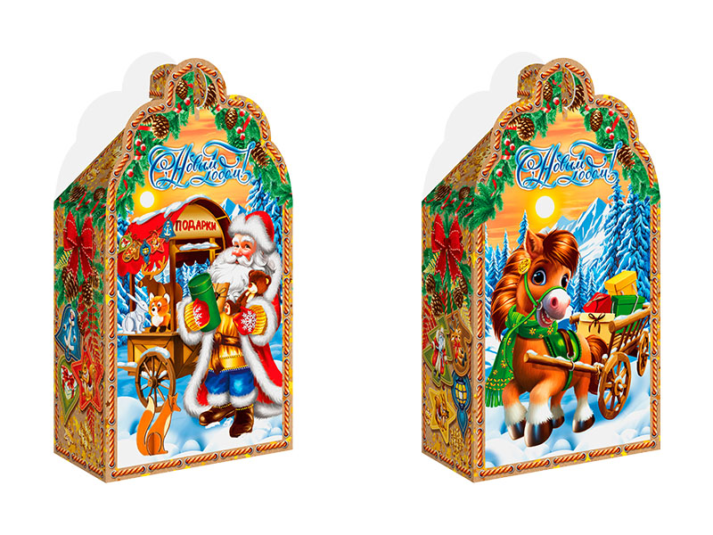 НГ подарок - "Фигурная Лошадка" (картон) 200гр арт.01-03